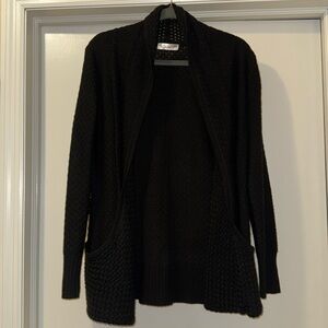 Black open knit cardigan